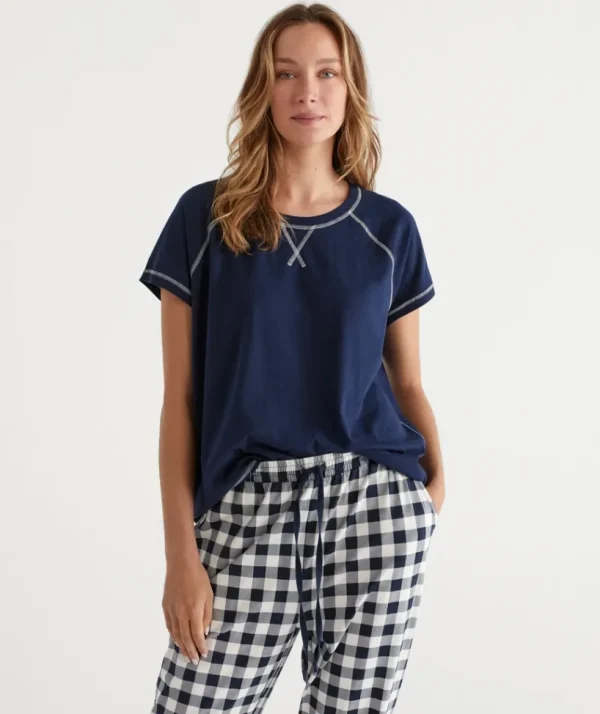 Sussan Australian Cotton Contrast Trim Pyjama Top-Women Pyjama Tops