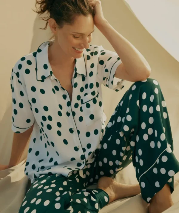 Sussan Contrast Spot Pyjama Set-Women Pyjama Sets