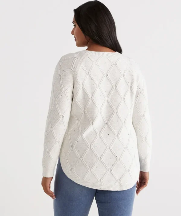 Sussan Cotton Nep Cable Pullover-Women Knitwear