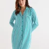 Sussan Cotton Stripe Nightshirt-Women Nighties