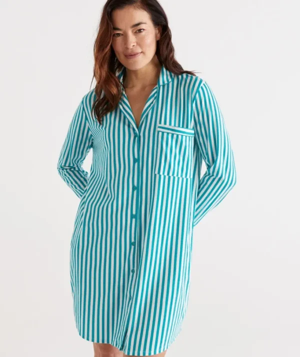 Sussan Cotton Stripe Nightshirt-Women Nighties