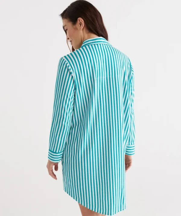 Sussan Cotton Stripe Nightshirt-Women Nighties