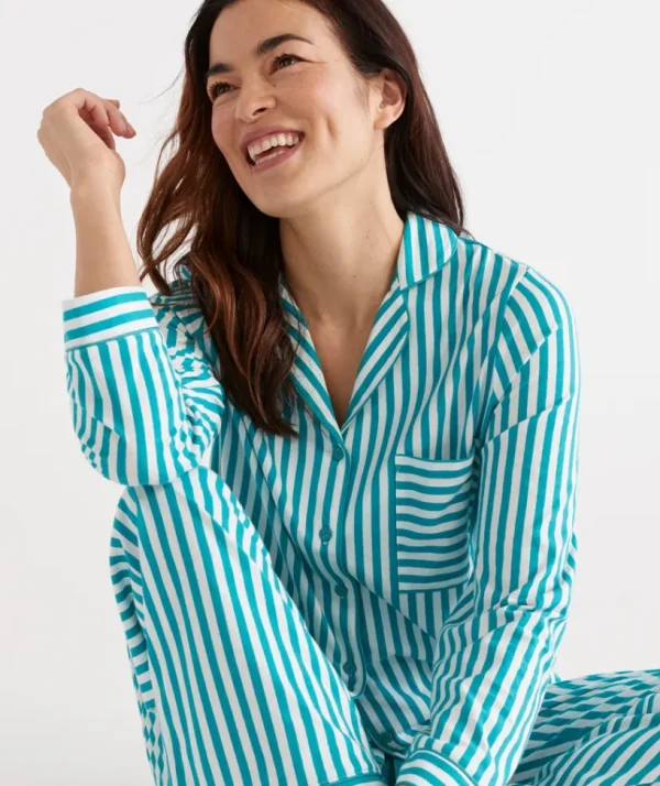 Sussan Cotton Stripe Pyjama Set-Women Pyjama Sets