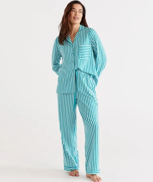 Sussan Cotton Stripe Pyjama Set-Women Pyjama Sets