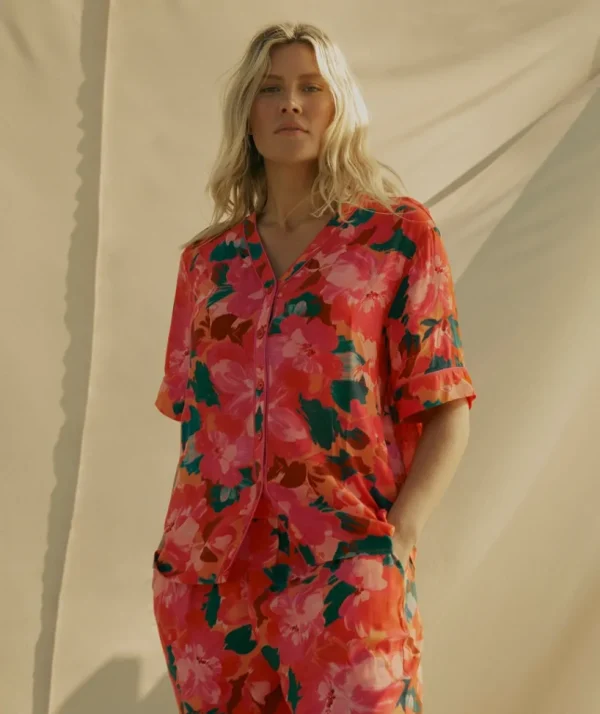 Sussan Floral Bloom Wide Leg Pyjama Set-Women Pyjama Sets