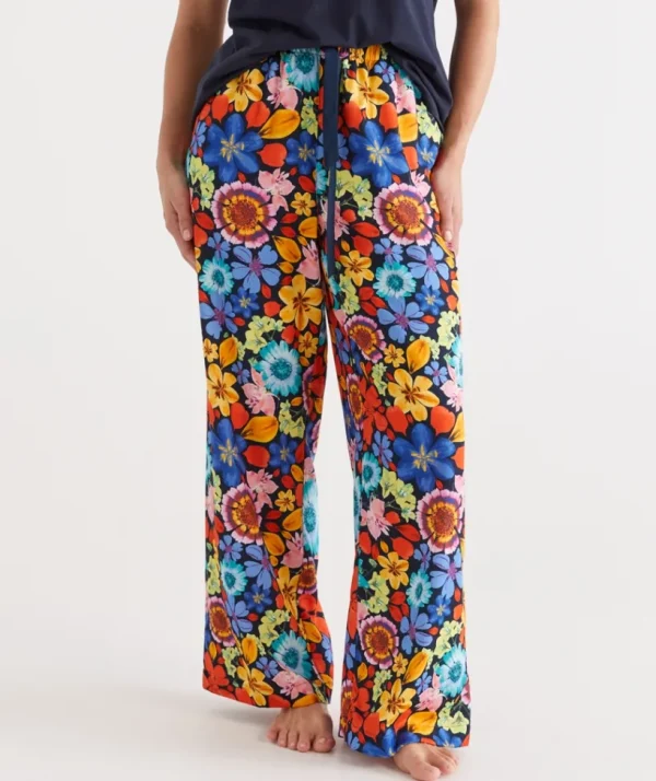 Sussan Floral Print Wide Leg Pyjama Pant-Women Pyjama Bottoms