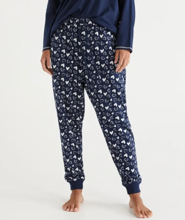 Sussan Heart Print Australian Cotton Knit Pyjama Pant-Women Pyjama Bottoms
