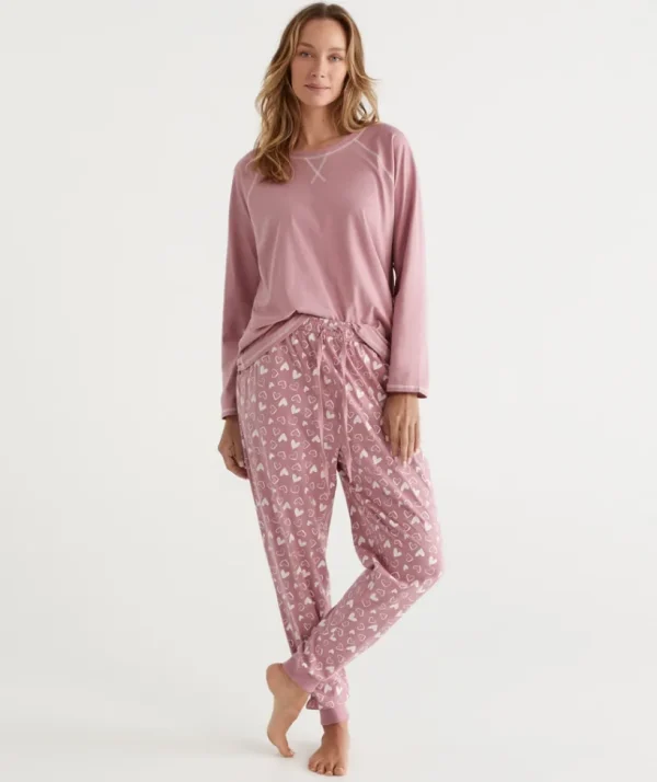 Sussan Heart Print Australian Cotton Knit Pyjama Pant-Women Pyjama Bottoms