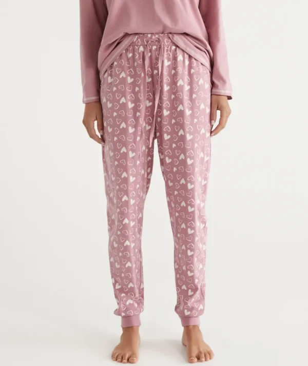 Sussan Heart Print Australian Cotton Knit Pyjama Pant-Women Pyjama Bottoms