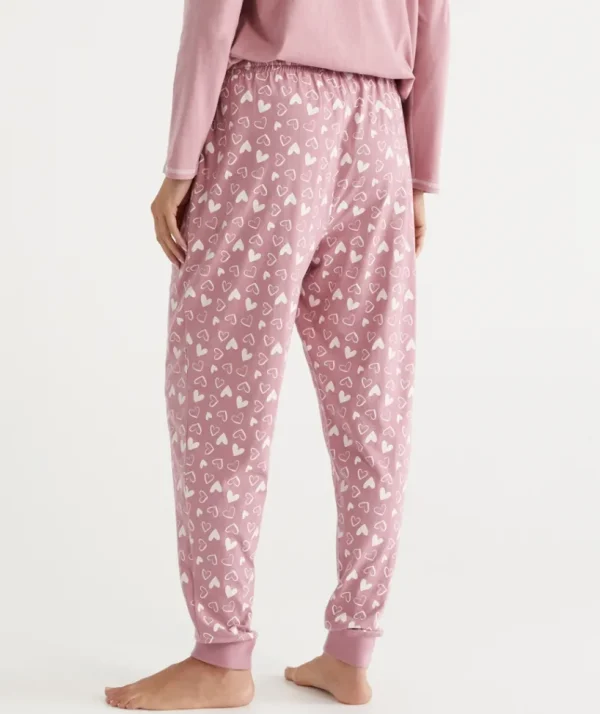Sussan Heart Print Australian Cotton Knit Pyjama Pant-Women Pyjama Bottoms