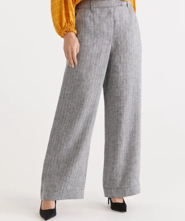 Sussan Herringbone Linen Pant-Women Pants