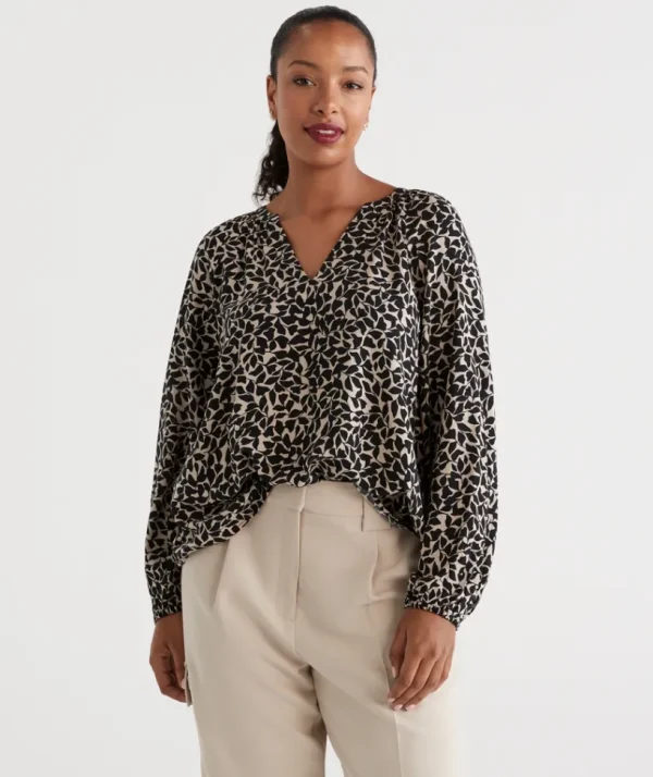 Sussan Leaf Half Placket Blouse-Women Shirts