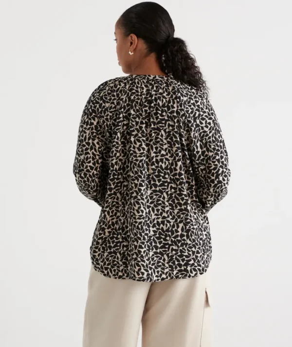 Sussan Leaf Half Placket Blouse-Women Shirts