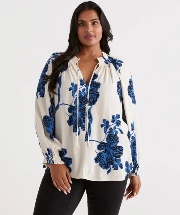 Sussan Linear Floral Blouse-Women Shirts