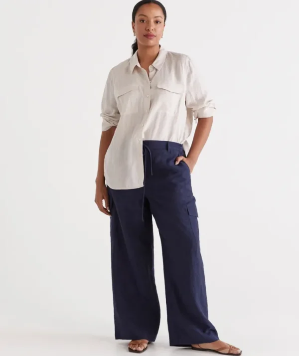 Sussan Linen Cargo Pant-Women Pants