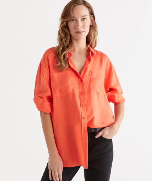 Sussan Linen Everyday Shirt-Women Shirts