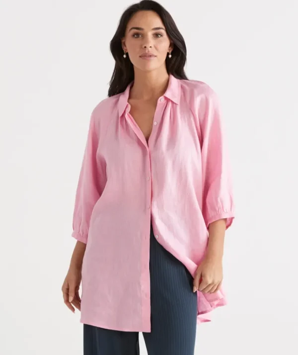Sussan Linen Raglan Shirt-Women Shirts