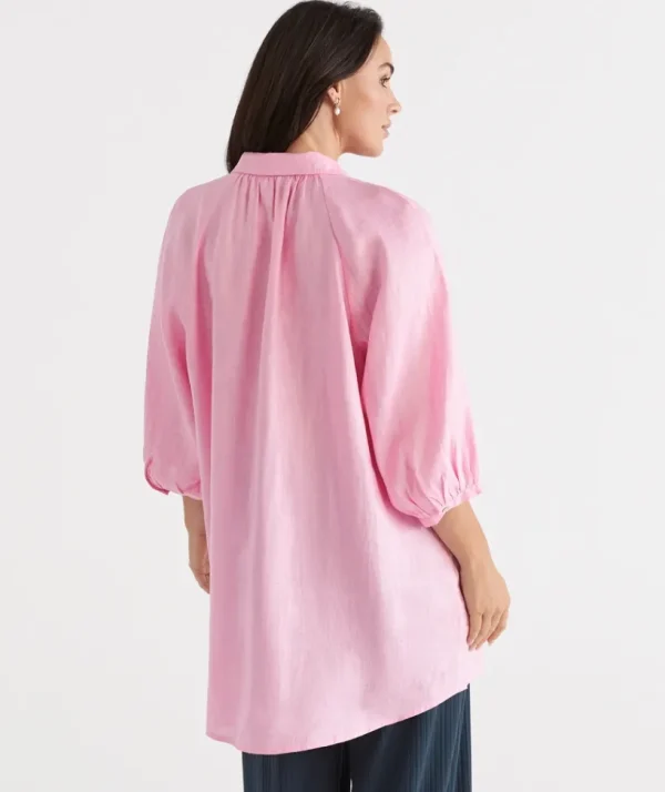 Sussan Linen Raglan Shirt-Women Shirts