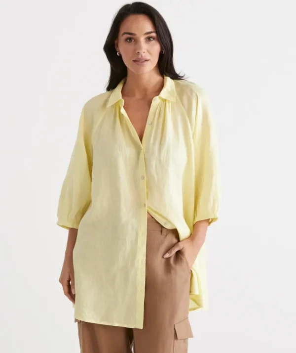 Sussan Linen Raglan Shirt-Women Shirts
