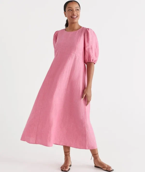 Sussan Linen Seam Detail Dress-Women Dresses