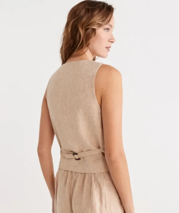 Sussan Linen Vest-Women Jackets & Coats