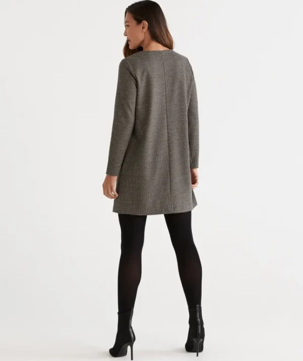 Sussan Long Sleeve Houndstooth Tunic-Women Tops