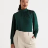 Sussan Mock Neck Blouson Sleeve Top-Women Tops