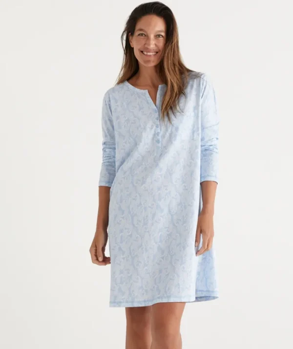 Sussan Paisley Print Australian Cotton Henley Nightie-Women Nighties