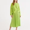 Sussan Pleat Curve Hem Skirt-Women Skirts