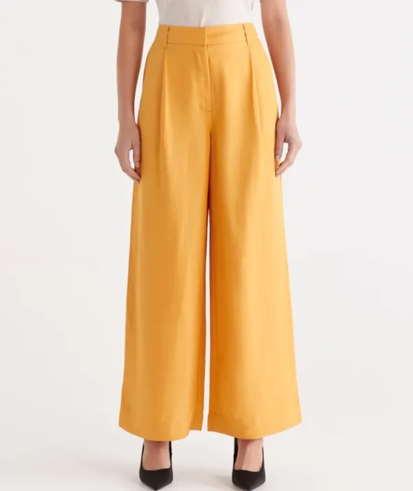 Sussan Pleated Wide Leg Pant-Women Pants