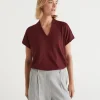 Sussan Plisse V Neck Top-Women Tops