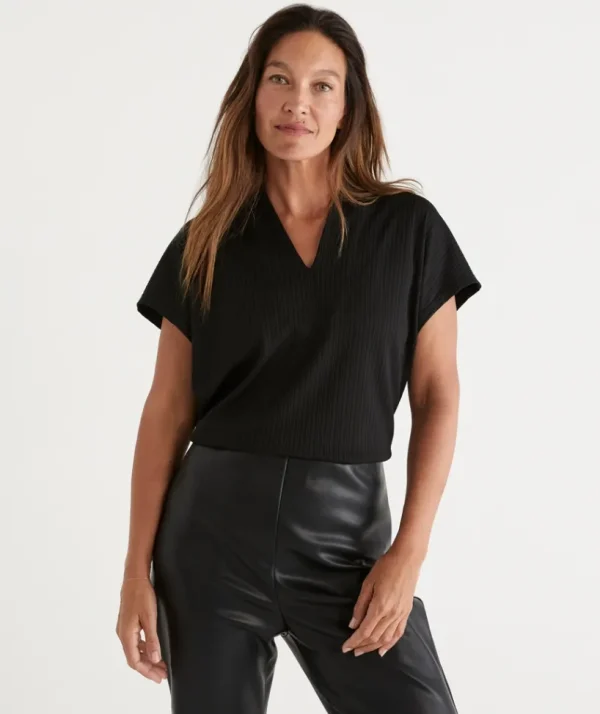 Sussan Plisse V Neck Top-Women Tops