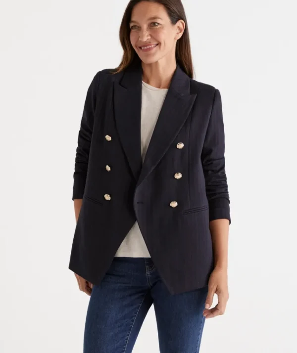 Sussan Ponte Cut Away Blazer-Women Jackets & Coats
