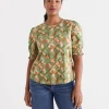 Sussan Print Shirred Top-Women Tops