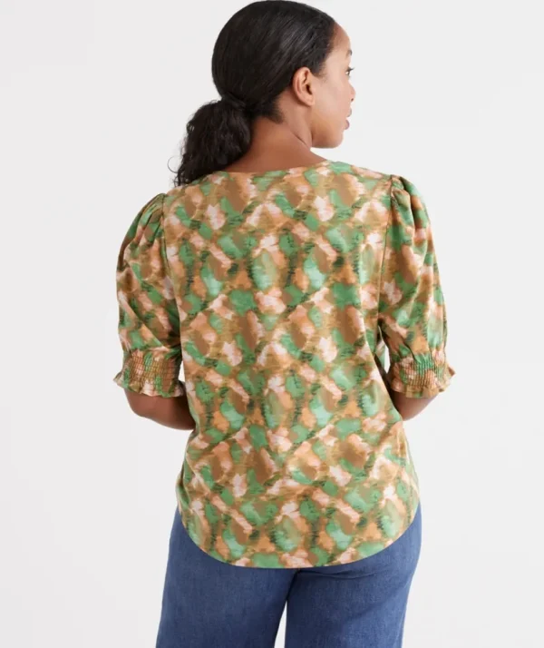 Sussan Print Shirred Top-Women Tops
