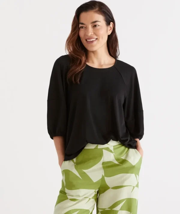 Sussan Raglan Puff Sleeve Top-Women Tops