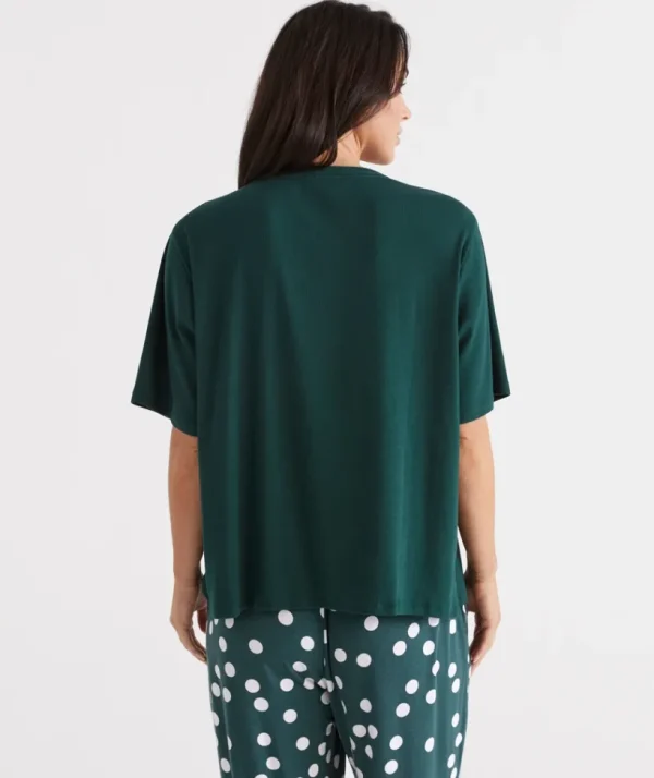 Sussan Relaxed Rib Australian Cotton Pyjama T-Shirt-Women Pyjama Tops