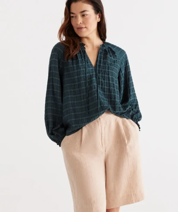 Sussan Self Check Top-Women Shirts