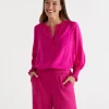Sussan Shirred Cuff Top-Women Shirts