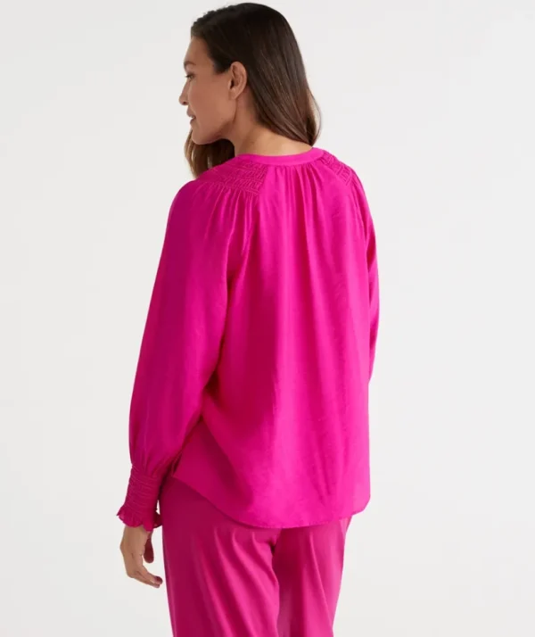 Sussan Shirred Cuff Top-Women Shirts