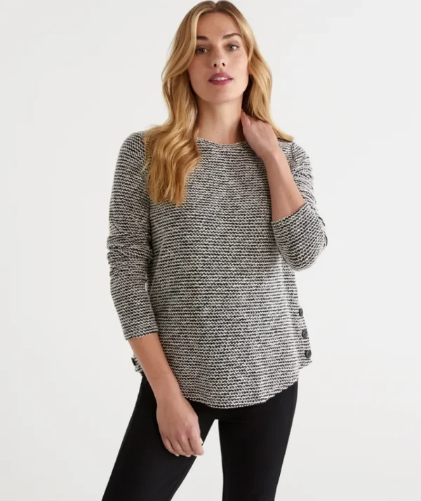 Sussan Side Button Textured Top-Women Tops