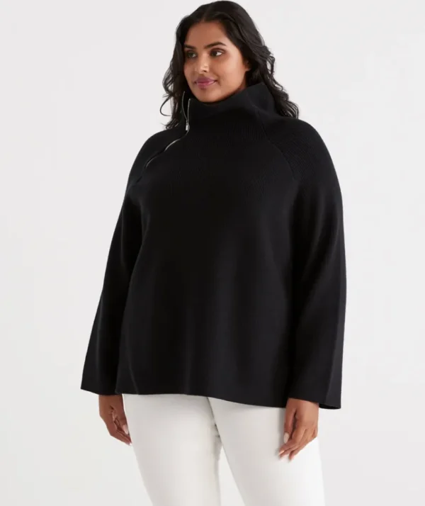 Sussan Side Zip Pullover-Women Knitwear