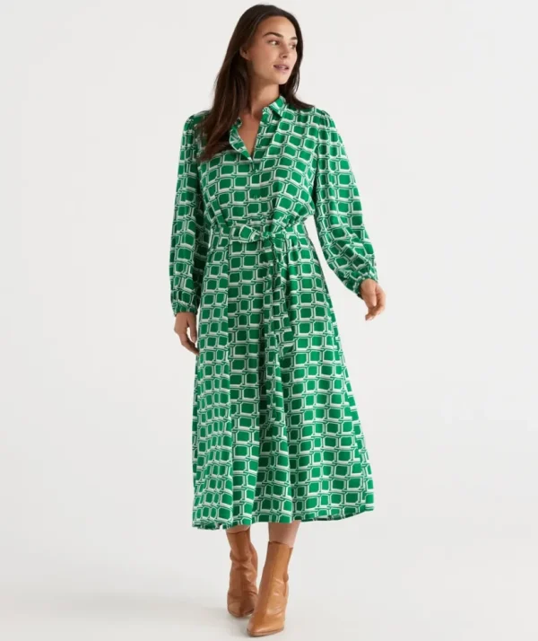 Sussan Soft Geo Shirt Dress-Women Dresses