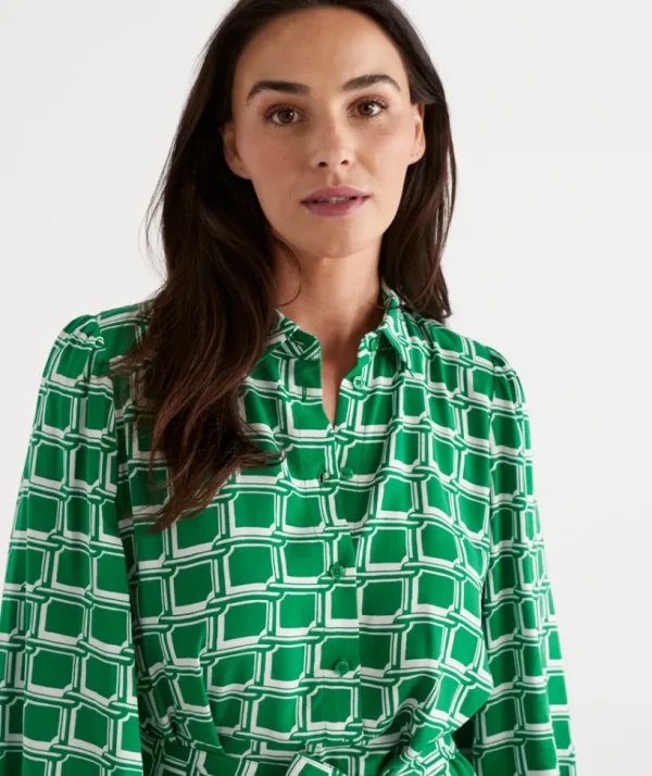 Sussan Soft Geo Shirt Dress-Women Dresses