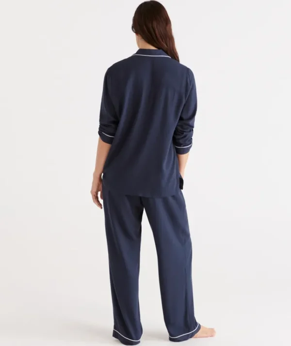 Sussan Solid Deep Navy Pyjama Set-Women Pyjama Sets