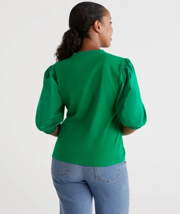 Sussan Spliced Puff Sleeve Top-Women Tops