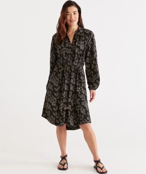 Sussan Spotted Leaf Dress-Women Dresses