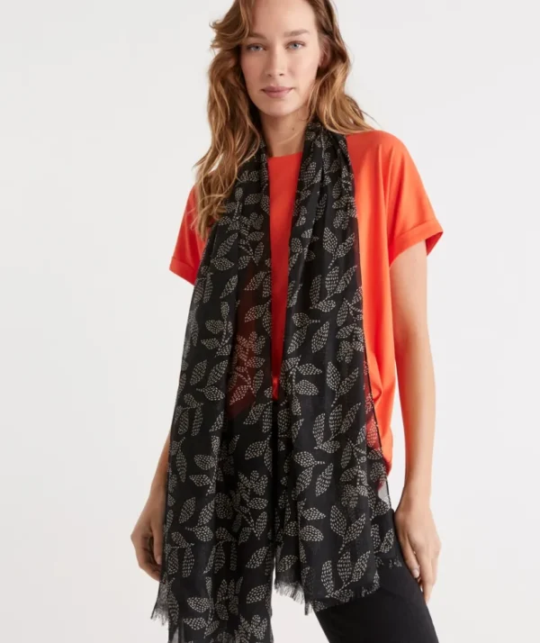 Sussan Spotted Leaf Scarf-Women Scarves
