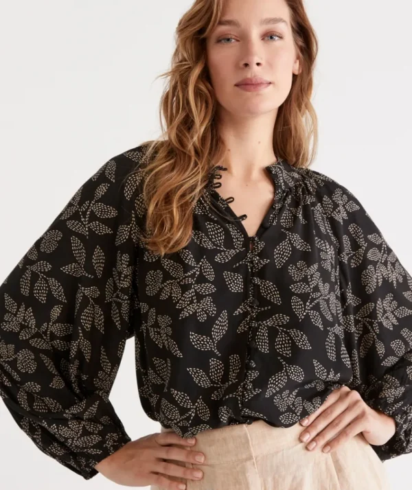 Sussan Spotted Leaf Top-Women Shirts