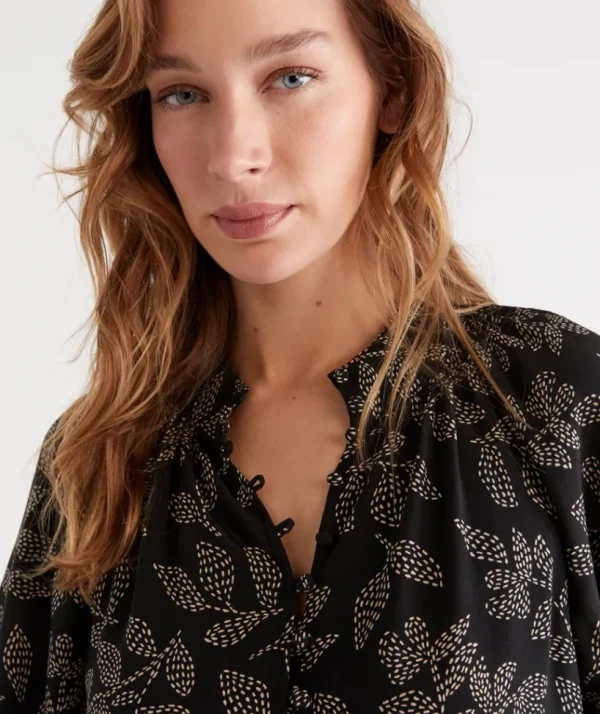 Sussan Spotted Leaf Top-Women Shirts